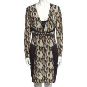 🐍 Just Cavalli Python Print Stretch Bodycon Dress | Black Silver Snake Glam L